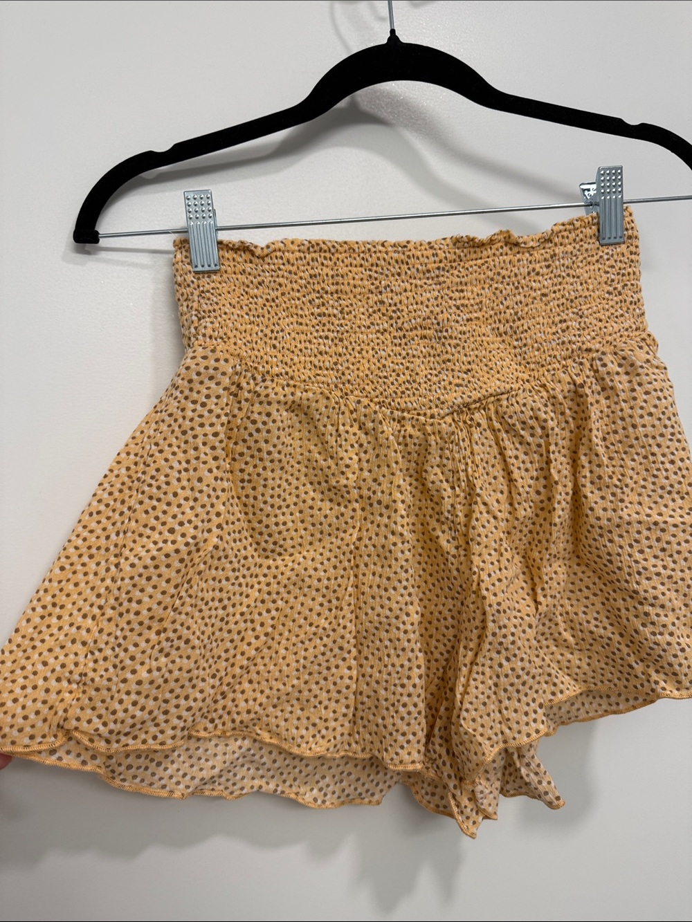 aerie Smocked High-Waist Orange Polka Dot Skort